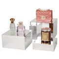 3 Pcs Acrylic Risers for Display, Acrylic Cube Box Food Display Risers Stand Shelf for Catering Dessert Collectibles Jewelry Figures Party (Silver3pc) - size: Silver 3pcs (6",7",8")