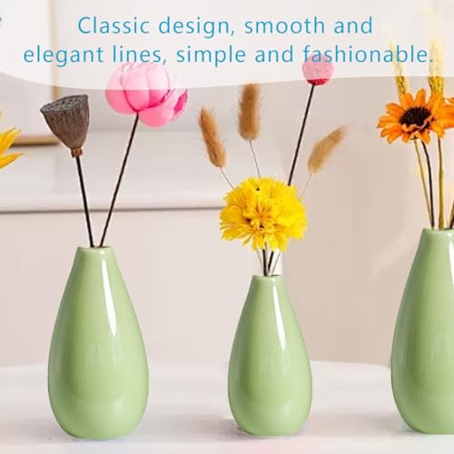 4.1 Inch Ceramic Small Bud Vase Mini Single Stem Flower Vase Decorative Floral Holder for Home Office Table Decor Desktop Centerpiece - color: Green