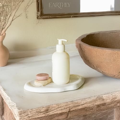 Natural Marble Trinket Tray – 9"x6" Cloud Shaped Decorative Dish for Jewelry, Keys, Perfume, Cosmetics, Vanity, Bathroom, Candle, Kitchen & Countertop | Stone Catchall or Gift (Rainy White) - color: Rainy White