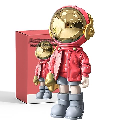 EZ4ENCE Astronaut Statues Spaceman Sculpture Modern Arts Bright Red Figurine Ornament Room Decor for Men,Home and Crafts Desktop Accessories Tabletop Decoration, Living Room, Office, Bookshelf… - color: Red, size: Large