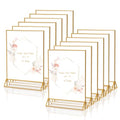 Gold Frames 5 x 7 Acrylic Sign Holder Double Sided Wedding Table Number Holder Clear Plastic Gold Picture Frames Flyer Holder for Table Menu Photo Display-12 Packs