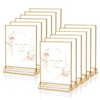 Gold Frames 5 x 7 Acrylic Sign Holder Double Sided Wedding Table Number Holder Clear Plastic Gold Picture Frames Flyer Holder for Table Menu Photo Display-12 Packs