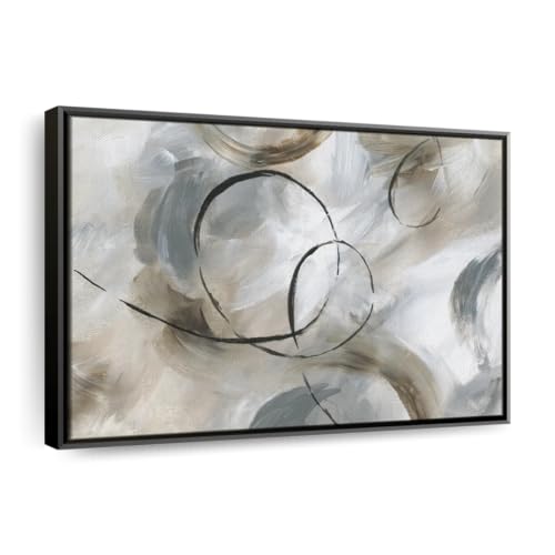 ElephantStock Allegro Wall Art - Horizontal Framed Canvas - 1-Piece Living Room Wall Decor - Painting Abstract Canvas Print - Gray and Brown Decor for Wall by Nan - 13" X 9" - color: Allegro Wall Art Canvas Floating Frame Single Piece, size: 12"L x 8"W