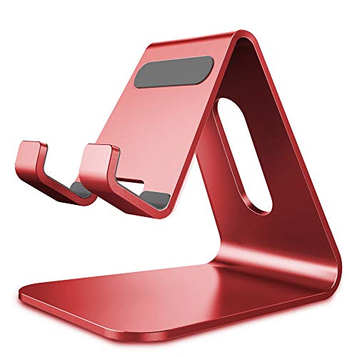 CreaDream Cell Phone Stand, Cradle, Holder,Aluminum Desktop Stand Compatible with Switch, All Smart Phone, iPhone 11 Pro Xs Max Xr X Se 8 7 6 6s Plus SE 5 5s (Red) - color: Red