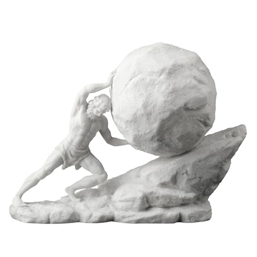Veronese Design 8 1/8 Inch Sisyphus Pushing The Eternal Boulder Resin Statue Marble White Finish Home Decor Sculpture Greek and Roman Collectible - color: Marble White Finish