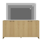 BVIUNTWO Fluted TV Stand for TVs up to 70", Modern TV Console with Storage Cabinet, Entertainment Center with Adjustable Shelves & 4 Doors for Living Room, Natural Oak