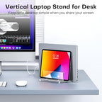 OMOTON Vertical Laptop Stand for Desk, Acrylic Dual Laptop Holder Desktop Clear Adjustable Dock for MacBook Pro Air, HP, All Gaming Laptops up to 17” (Clear, Dual Slot) - size: Dual-Clear
