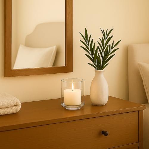 CYS EXCEL 6.5" x 5.5" Clear Glass Hurricane Candle Holder Vase – Cylinder Vase for Pillar & Floating Candles, Wedding Centerpieces & Home Décor - size: H-6.5" D-5.5"