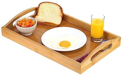 Tray with Large Handles - Bamboo Ottoman Tray, Great for Coffee Table, Couch, Tea, Bar, Breakfast, Dinner, or Any Food - Good for Parties or Bed for Eating (Home It)
