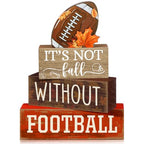 Yuntau 4 Pcs Football Fall Table Decorations Football Tiered Tray Decor Rustic Autumn Wooden Blocks Sign It's Not Fall Without Centerpiece Decorative Faux Book Sign for Room Coffee Table Mantel Shelf - style: Football Fall