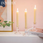 Glass Taper Candle Holders: Crystal Clear Candlestick Holders Modern Small Candle Stick Holder for Wedding Table Centerpiece Party Dinning Home Christmas Set of 4 - size: 4Pcs