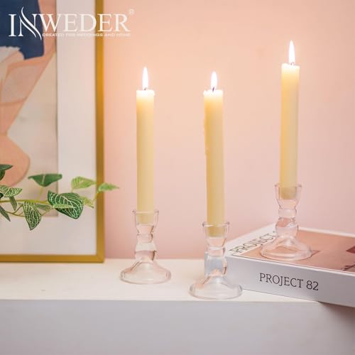 Glass Taper Candle Holders - Cute Candlestick Holders, 20Pcs Clear Candle Stick Candle Holder, Modern Tapered Candlestick Holders for Standard Candles for Wedding Christmas Home Decor - size: 20Pcs