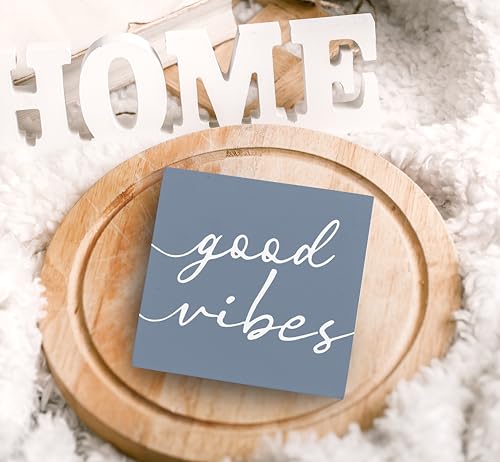 SRADMO Botanical Eucalyptus Leaves Wood Box Sign Desk Decor, Rustic Eucalyptus Leaves Wooden Block Box Sign Decoration For Home Office Shelf Table Decor (Bule) - color: light bule, size: 5″×5″
