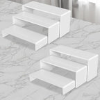 6 PCs Risers Display Stands 3 Tiers Desktop Acrylic Shelves Cake Dessert Holder Products Stand for Collectibles Shoes Jewels Pop Figure (White) - color: White