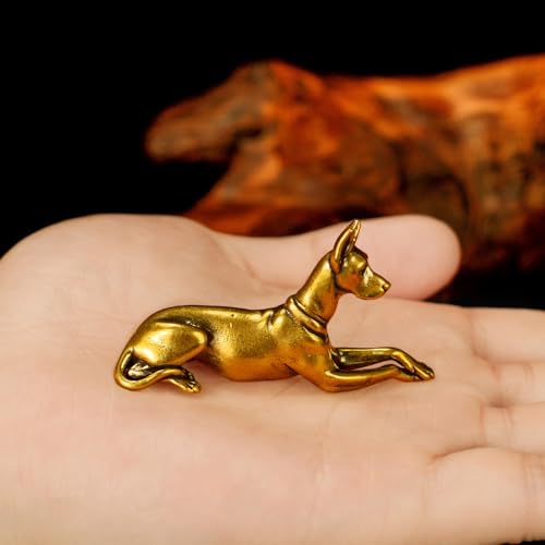 CHOVY Exquisite 100% Solid Brass Doberman Figurine - Handcrafted Vintage Sitting Dog Statue, Premium Office Desk Decor for Men, Unique Gift for Dog Lovers & Breed Enthusiasts - style: Horizontal Doberman