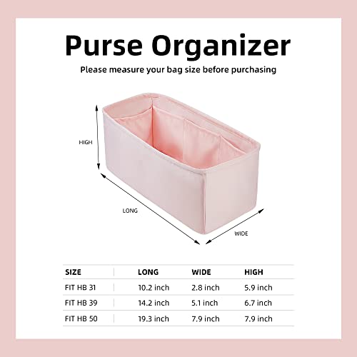 DGAZ Silk Purse Organizer Insert Fits Hermes Herbag 31/39/50 Bags, Luxury Handbag & Tote Organiser, Simplicity bag insert（Pink,H31） - color: Pink, size: H31