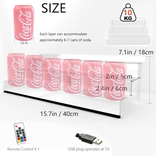 YMVV 15.7 IN Clear Acrylic Display Riser Shelf with LED light,3 Tier Display Step Shelves Holder, Perfume Cologne Organizer Holder,Pops Toys Figures, Clear Cupcake Riser, Dessert Shelf ,2 Pack - color: LED+15.7IN+2 Pack