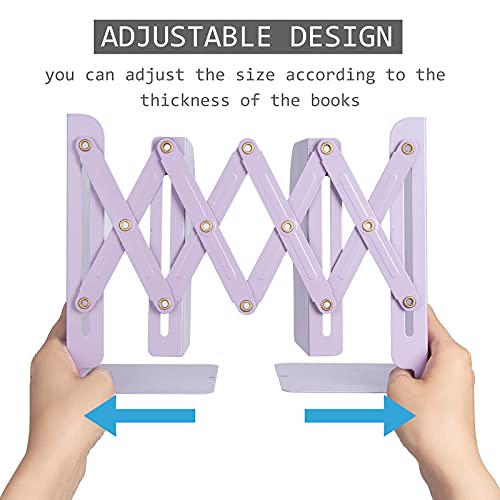 Aobopar Metal Bookends - Heavy Duty Book Holders for Shelves, Office, Home & School Use (Purple) - color: Purple