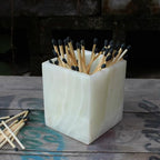 Natural Light Green Onyx Toothbrush Holders for Bathroom, Marble Makeup Brush Holder Countertop Organizer - color: Light Green Onyx