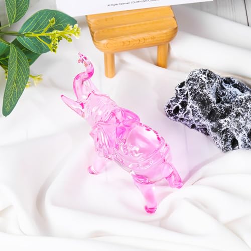 YWHL Pink Crystal Elephant Figurine Gifts for Elephant Lovers, Glass Animals Statue Decor, Handmade Art Collectible Decoration for Home Table Centerpiece - color: Pink