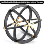 7" Metal Sphere Decor, Metal Coffee Table Decor Sculpture - Black & Gold, Abstract Tabletop Decorative Ball for Home, Decorative Balls for Centerpiece Bowls