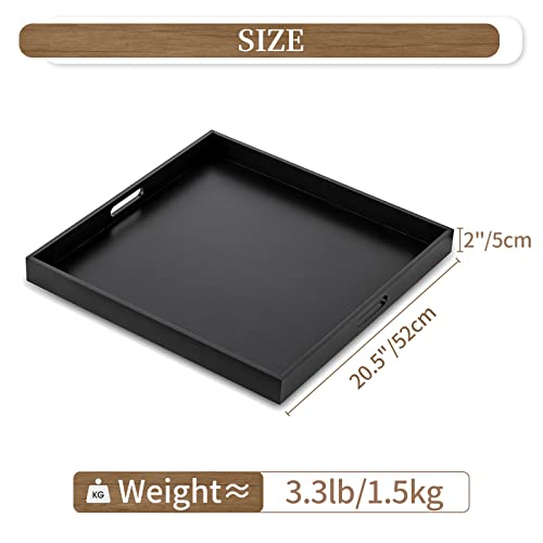 Hanobe Ottoman Tray for Living Room: Modern Extra Large Black Serving Decorative Trays with Cutout Handles for Coffee Table Home Decor, 20" - color: Black