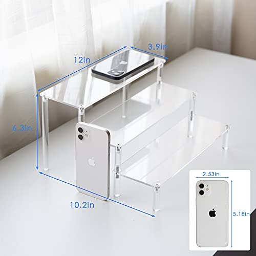 BYCY Acrylic 3-Tier Riser Display Shelf for Figurines, Desserts Holder, Collections Organizer and Cosmetic Items Shelf (3tier-Clear) - color: 3tier-clear