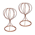Mydio 2-Piece Modern Metal Hat Stands, Durable Stable Rose Gold Hat Cap Rack Wigs Holder - color: Rose Gold
