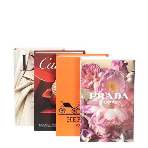 4 Pcs Decorative Faux Books for Home Decor – Modern Fake Books for Coffee Table, Bookshelf & Bedroom, Stacked Book Set for Aesthetic Decor - color: 4 Pcs