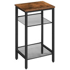 HOOBRO Side Table, 3-Tier Tall End Telephone Table with Adjustable Mesh Shelves, Small Entry Table for Living Room Bedroom Hallway or Office, Rustic Brown and Black BF01DH01G1 - color: Rustic Brown + Black