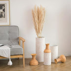 Sziqiqi Rustic White Floor Vases Set of 3-27/20/16in Metal Extra Large Vase for Dried Flowers Shabby Chic Oversized High Vases Standing Antique Terracotta Farmhouse Vase for Pampas Grass Twigs Wicker - style: Large White Vases