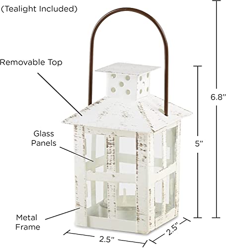 Kate Aspen Rustic Farmhouse Decor White Candle Holder Lantern Decorative (5 Inch), Wedding Decoration, Centerpiece Table Decorations, Home Decor, Shelf Decor, Fireplace Lantern - size: 5 inch White Decorative Lantern, style: One Lantern