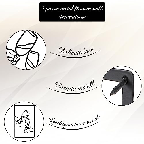 CHENGU 3 Pieces Metal Minimalist Abstract Woman Wall Art Line Drawing Wall Art Decor Single Line Female Home Hanging for Kitchen Bathroom Living Room - style: Novel Style