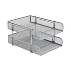 Mind Reader Stackable Paper Tray, Desktop Organizer, File Storage, Office, Metal Mesh, 2 Pc, Silver - color: Silver