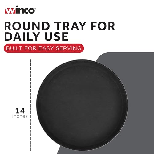 Winco TFG-14K Round Fiberglass Tray with Non-Slip Surface, 14-Inch, Black - color: Black, size: 14"