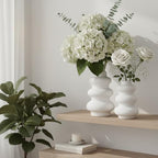 Ajuny Ceramic Vase Set of 2 – White Gourd-Shaped Vases for Centerpieces, Home Decor Living Room, Minimalist Room Decor, Modern Farmhouse Accent, Table Shelf Office Styling, Vases Home Decor Aesthetic. - style: Bottle-Vase