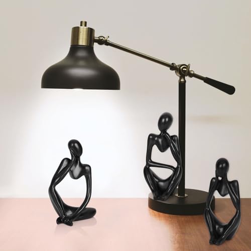 Sandstone Resin Thinker Style Abstract Sculpture Statue Collectible Figurines Home Office Bookshelf Desktop Decor (Small Black, 3pcs) - color: Small Black, size: 3pcs