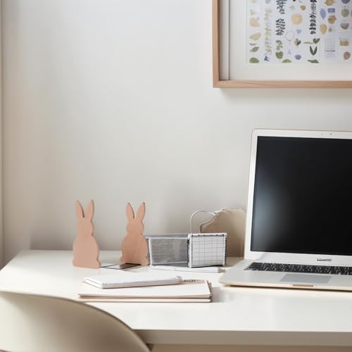 2PCS Cute Rabbit Book Ends - A Detachable Design Decorative bookends ，The Bottom is Equipped with an Anti-Slip Foam pad, the for Book Lovers (Black Walnut Wood) - color: Black Walnut Wood