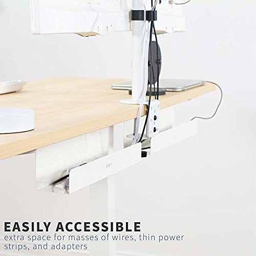 VIVO 2 Pack Under Desk 17 inch Cable Management Tray, Cord Organizer, Home Office Desk Accessories, White, DESK-AC06-2CW - color: White, size: Standard