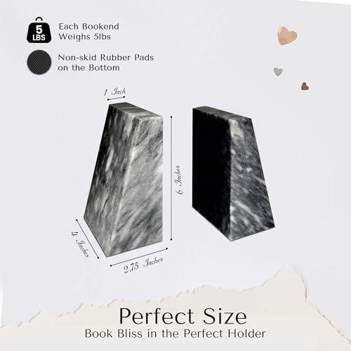 Modern Wedge Marble Bookends (Cloud Gray) - color: Cloud Gray