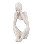 Abstract Thinker Statue | Synthetic Home Accent for Living Room/Office Desk/Bookshelf | Hollow Design Art Sculpture Collectible Present (Sandstone Focus) - style: Sandstone Focus