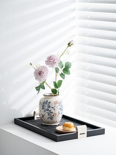 Blue and White Vase, Vintage Blue Ceramic Flower Vessel,Ceramic vases for Home Decor,Vintage Vase for Home Decor, Living Room, Shelf, Office, Rustic Table Centerpiece (Blue and white-02, Small) - color: Blue and White-02, size: Small