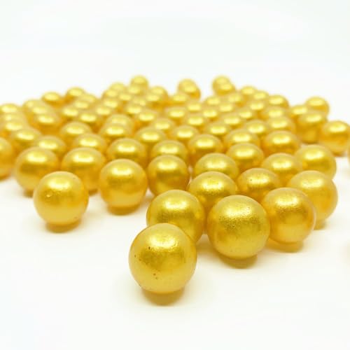 CYS EXCEL Gold Glass Marble Gemstone Vase Filler (3 LBS) | Multiple Color Choices Aquarium Glass Round Marble Beads | Decorative Mosaic Glass Gem Pebbles - color: Gold, size: 3 LBS