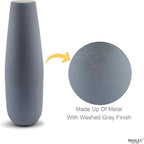 Hosley 16 in High Dark Gray Metal Vase, Ideal for Dried Flowers Gift for Floral Arrangements Wedding Home Spa Votive Candle Gardens - color: Dark Gray 2