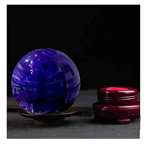 StoneStory Natural Artificial Melting Casting Crystal Sphere Ball Natural Large Blue Sphere Sculpture Figurine with Stand 100mm (Blue 10cm/3.94 inch)