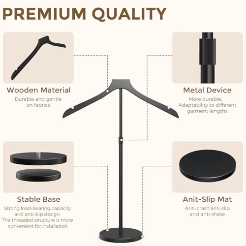 2 Pack Mannequin Torso, Adjustable Shirt Display Stand Height 20 to 34 Inches, Cap and Gown Display Stand Stable Clothing Garment Dress Form, Coat Jacket Hanger Easy to Install, Black - size: 2 Pack