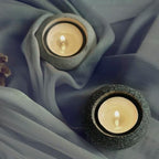 Handmade Pebble Tea Light Candle Holder 2 Pcs Handcrafted Tealight Holder for Zen Garden, Altar, Mantle, Desk, Table, Shelf