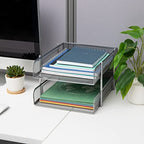 Mind Reader Stackable Paper Tray, Desktop Organizer, File Storage, Office, Metal Mesh, 2 Pc, Silver - color: Silver