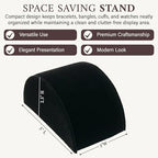 RJ Displays Black Velvet Half Moon Bracelets Holder Stand, Jewelry Display Ramp for Bracelet, Bangle, or Necklace Collection, Size 3x5x2.5 in (76x127x63 mm) and bracelet holder display