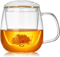 DOPUDO Large Glass Tea Cup, 34 oz Borosilicate Glass Tea Mug with Infuser and Lid, 1000ML Clear Tea Cups for Brewing Scented Tea and Tea Bag. - size: 34 Ounces